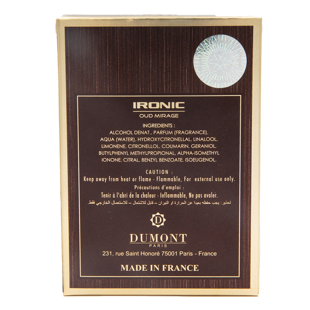 DUMONT - IRONIC OUD MIRAGE POUR HOMME M 3.4 EDT SP. 100 ml